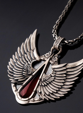 爆款战锤40k周边羽翼吊坠个性潮流翅膀霸气星辰铸造项链男配饰品
