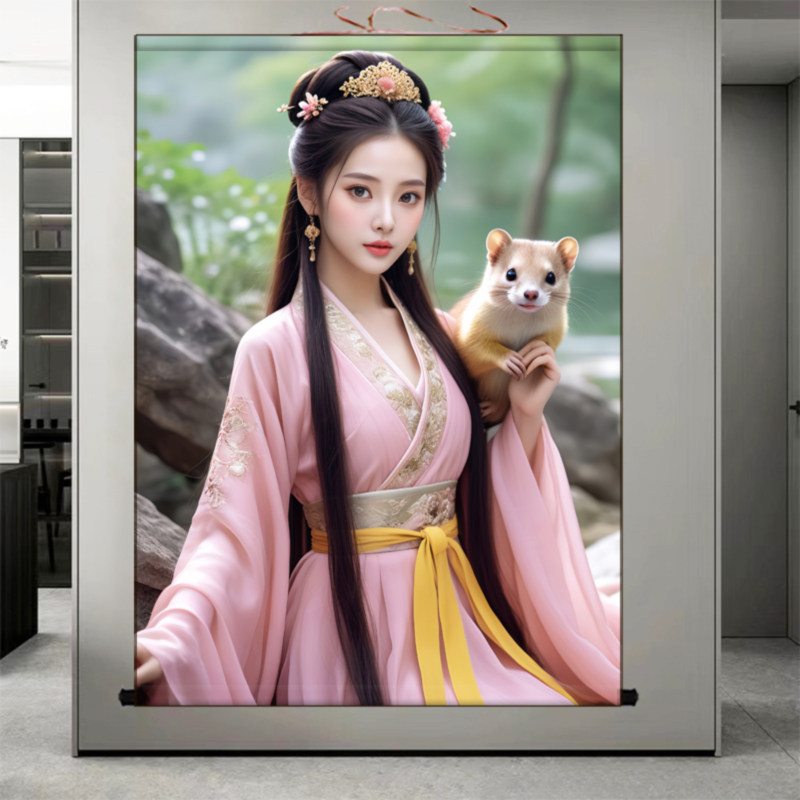 东北五大家画像黄鼠狼真身像挂画黄家娘娘招财装饰画堂口堂单画