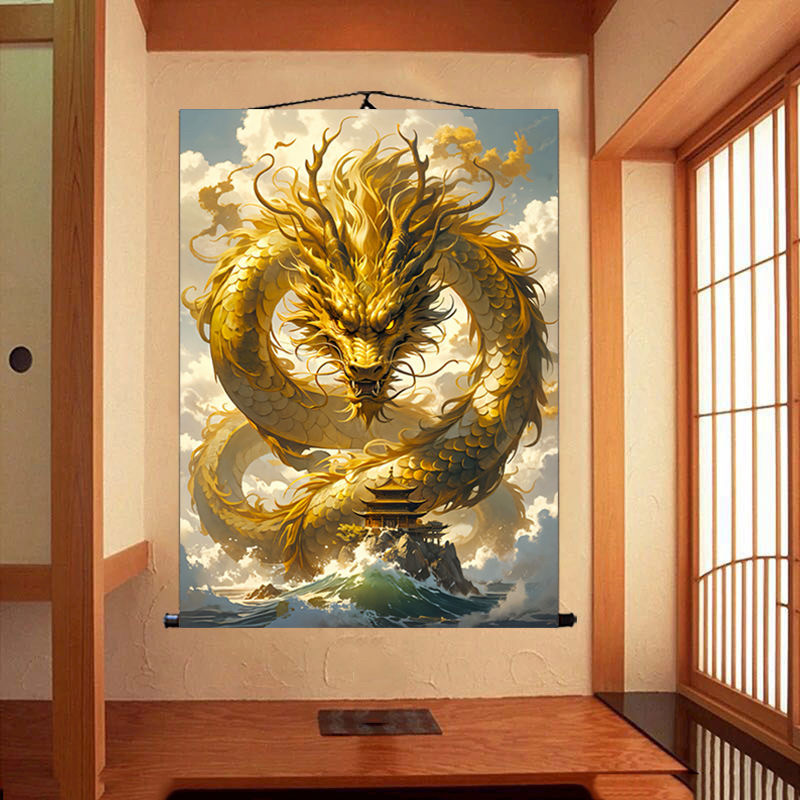 中国龙图挂画金龙真身招财风水画