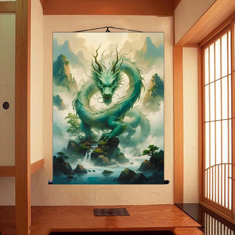 龙图挂画飞天青龙客厅风水装饰画