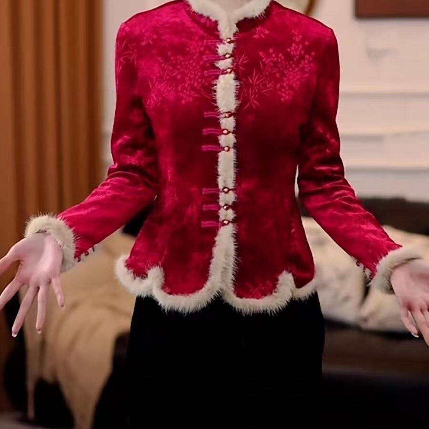 辉冕女装中式国风加绒外套女士百搭显瘦上衣冬季修身洋派保暖长袖,女装/女士精品,上衣,淘宝优惠券,粉丝福利购,淘宝优惠卷