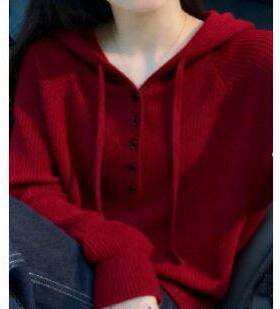 *玟若女装韩系宽松连帽针织衫2026款显瘦长袖毛衣春秋季保暖上a9