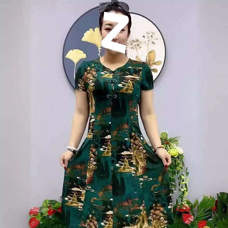 民族风碎花连衣裙女夏2024年新款时尚洋气阔太太雪纺夏天显瘦长裙