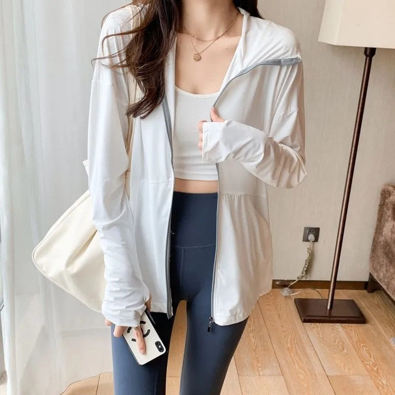 冰丝连帽防晒衣薄款户外服防晒衣女生款宽松夏季2025新款开衫外套