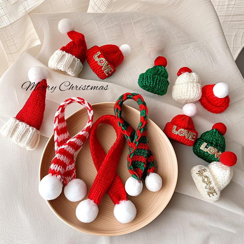 圣诞节装饰品毛绒圣诞小帽子发夹头饰氛围场景布置装扮小道具摆件