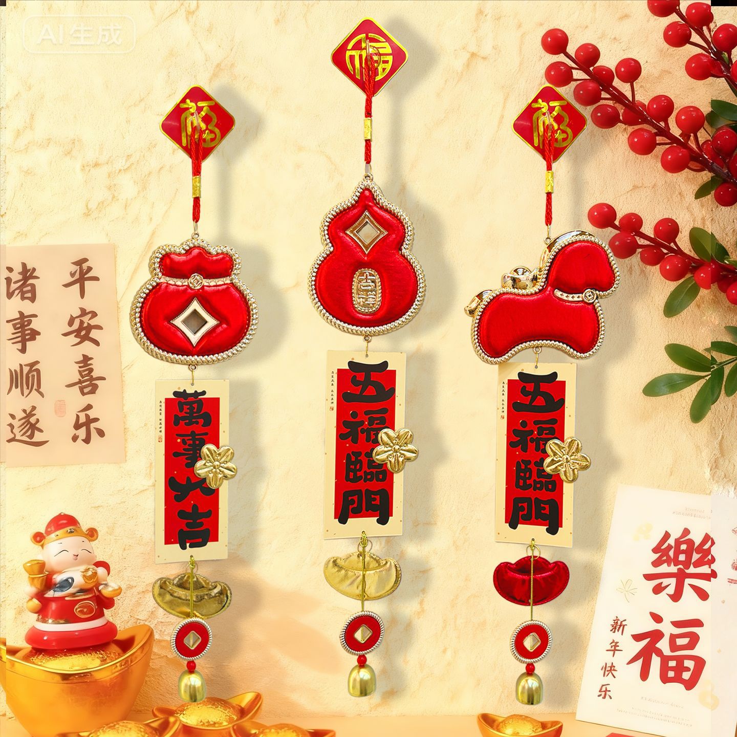 2026马年挂件贺年装饰品小摆件折纸红色喜庆店铺春节家用客厅布置