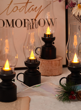 2026新款床头卧室房间布置复古小夜灯氛围灯高级感发光仿真火焰