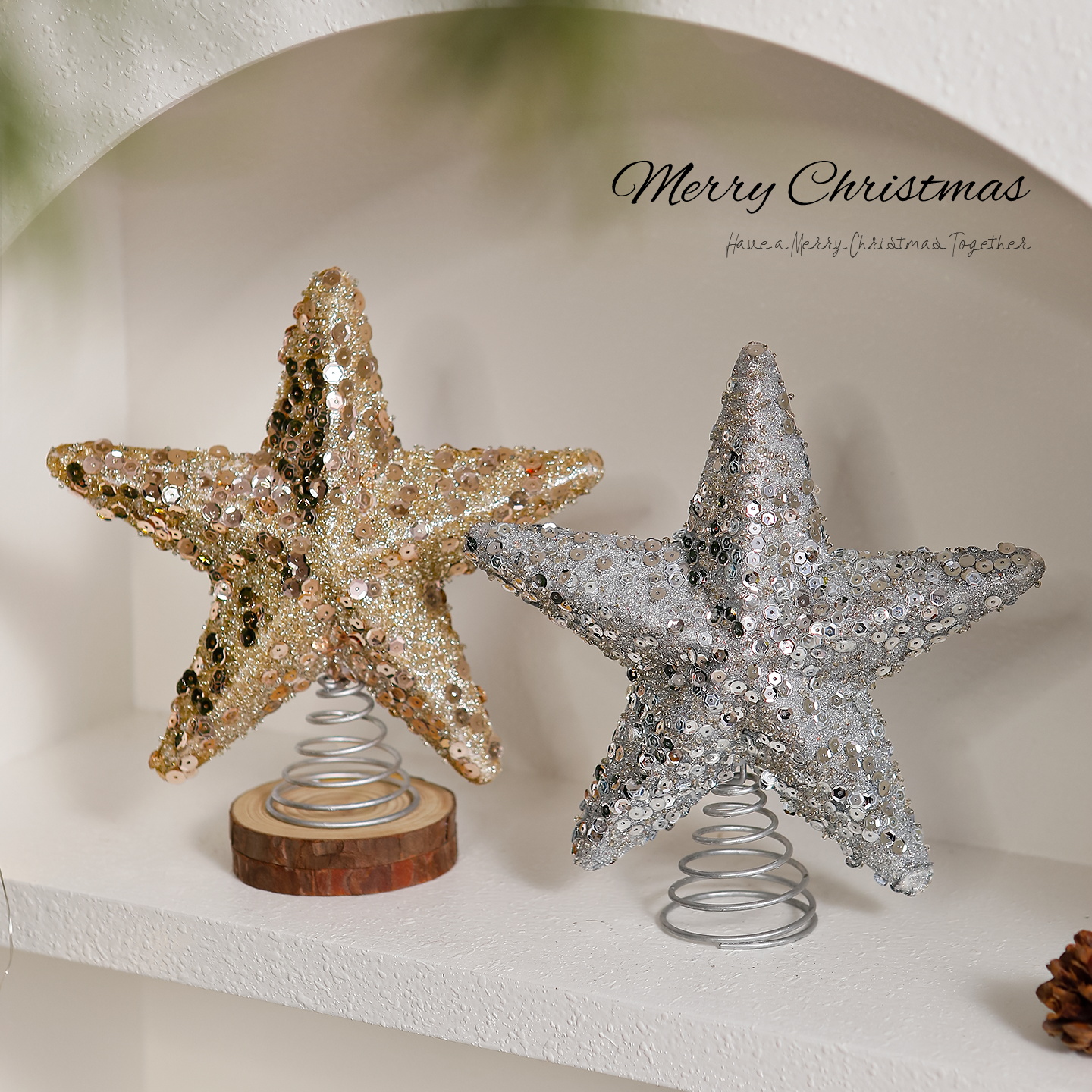 圣诞节装饰品圣诞发光圣诞树顶星节日活动圣诞树装饰氛围营造道具