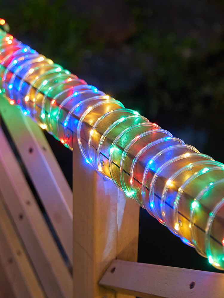 太阳能管子灯户外防水庭院护栏扶手彩灯闪灯串灯带皮线景观树灯