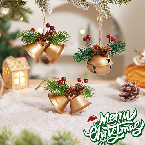 圣诞节装饰品小铃铛挂件蝴蝶结毛毡挂饰圣诞树氛围布置装扮小配饰