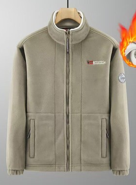 玟若男装出口挪威秋冬新款男士摇粒绒外套户外运动加厚绒开衫a95