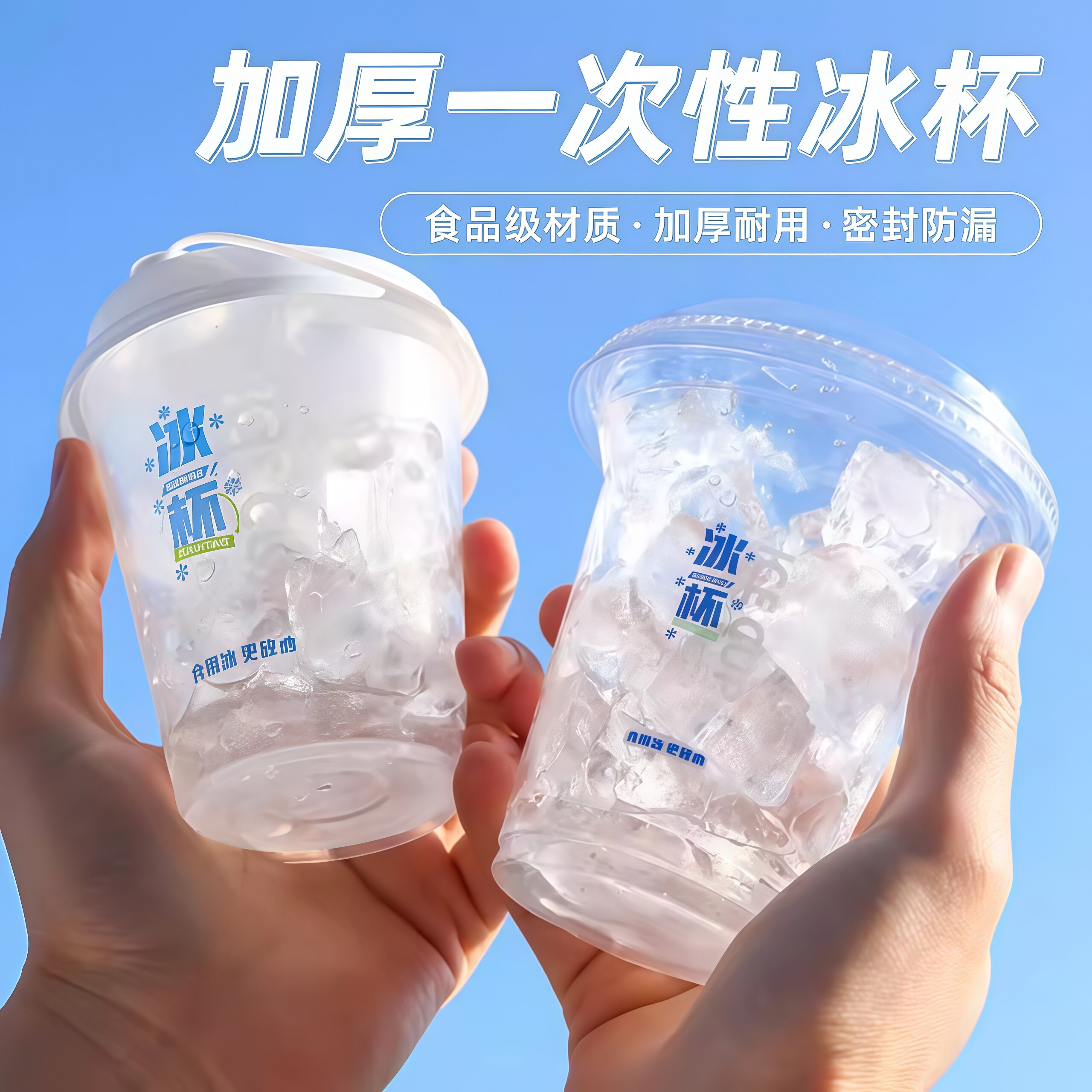 冰杯一次性食用冰杯子便利店冰块杯速冷杯空杯塑料自制咖啡冷饮杯