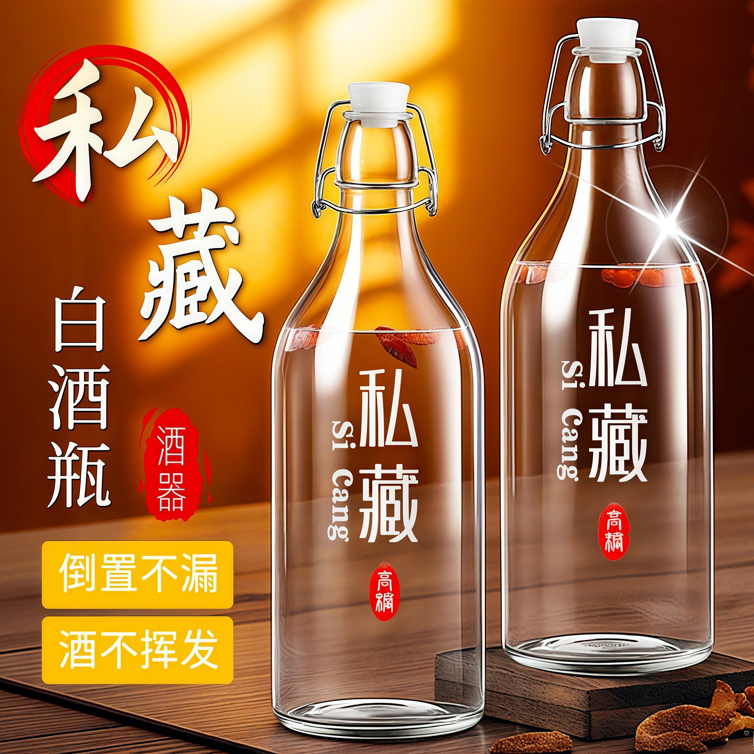 玻璃酒瓶空瓶密封高档泡酒瓶子自酿果酒红酒白酒专用分装储酒容器