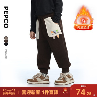 小猪班纳童装冬装新款儿童加绒裤小童男童长裤宝宝幼童裤子潮冬季