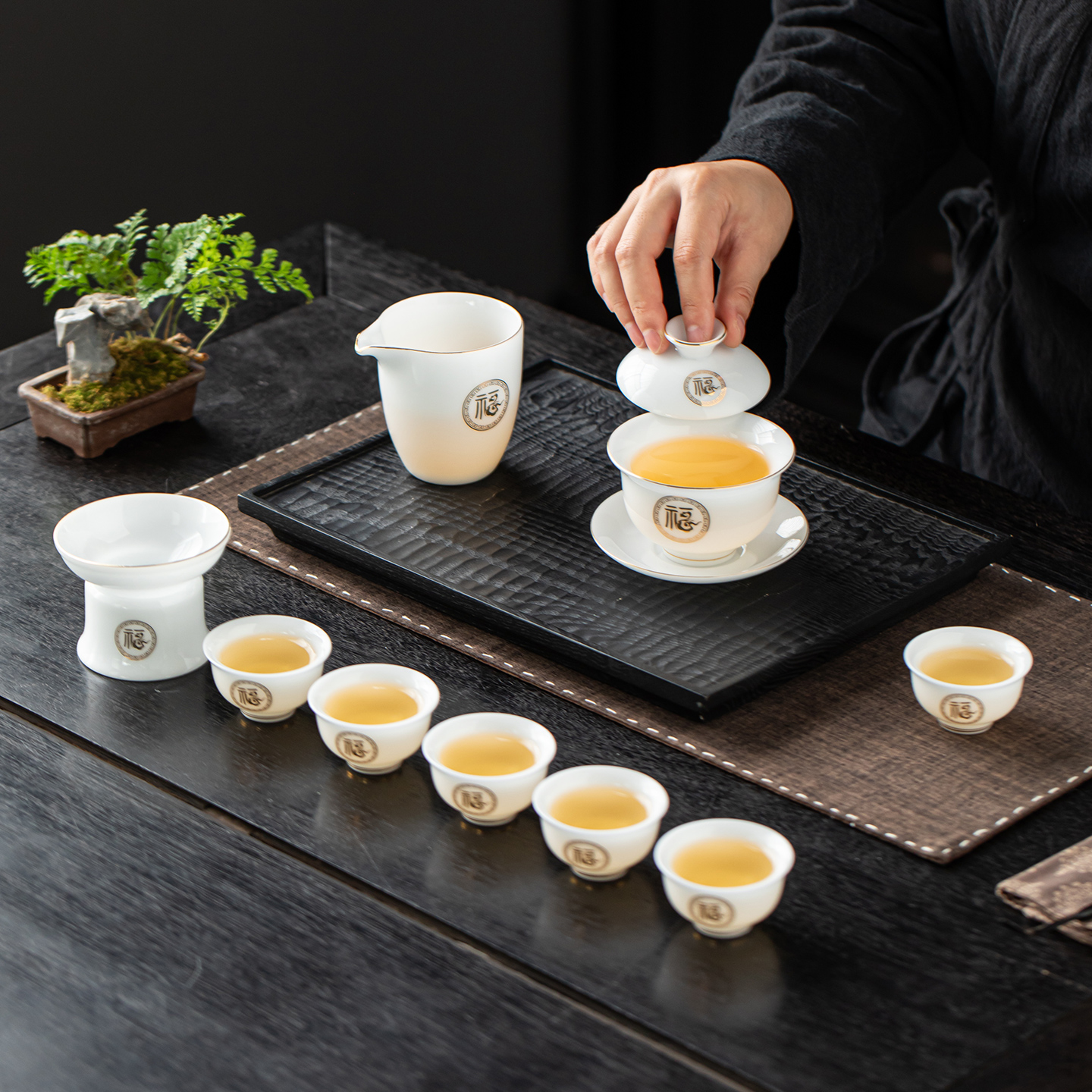冰种玉瓷功夫茶具冲茶盖碗套装