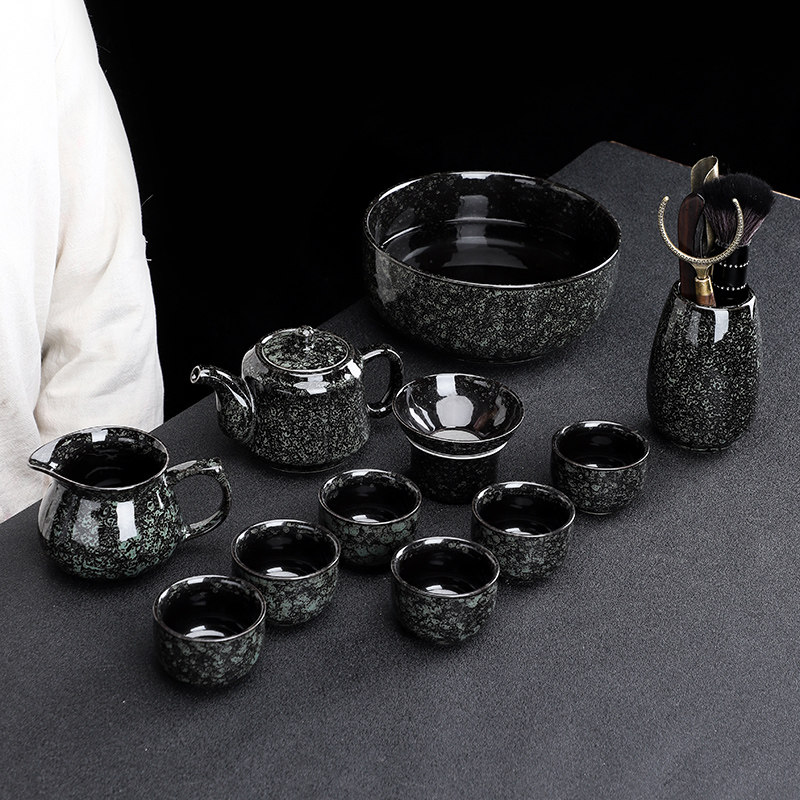 中式复古风陶瓷功夫茶具茶壶套装家用客厅整套泡茶器公道杯烟灰缸