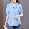 2025夏大码女装新款女士短袖衬衫雪纺遮肚子上衣小众洋气减龄气质