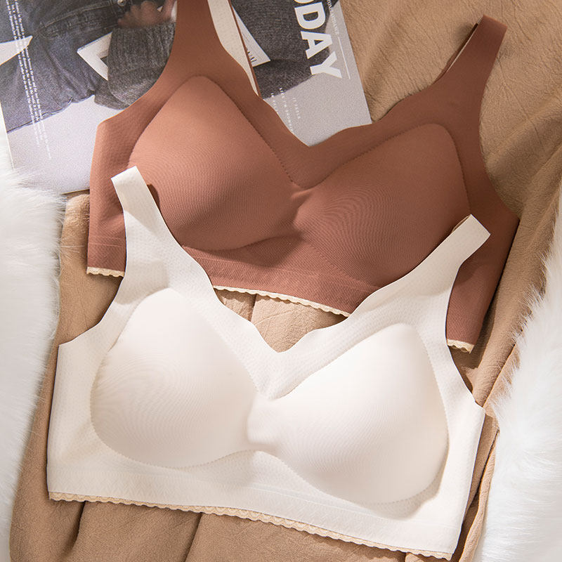 运动无痕内衣女小胸聚拢收副乳背心式文胸罩无钢圈薄款美背一片式