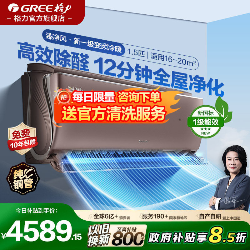 格力除甲醛一级1.5匹空调挂机图片