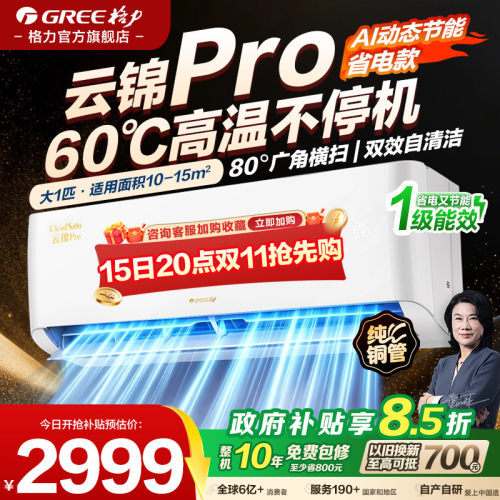 格力大1匹空调一级能效变频冷暖