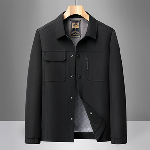 2026新款男士春秋外套商务休闲翻领上衣简约中年男装春装爸爸夹克