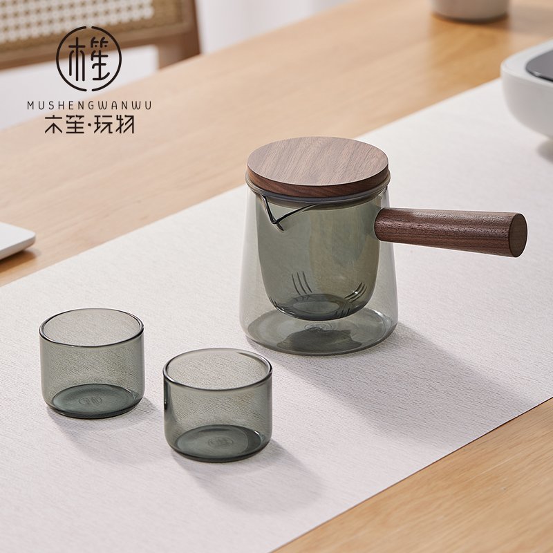 木笙玩物侧把壶玻璃煮茶器耐高温茶壶单壶家用过滤功夫茶具急须壶