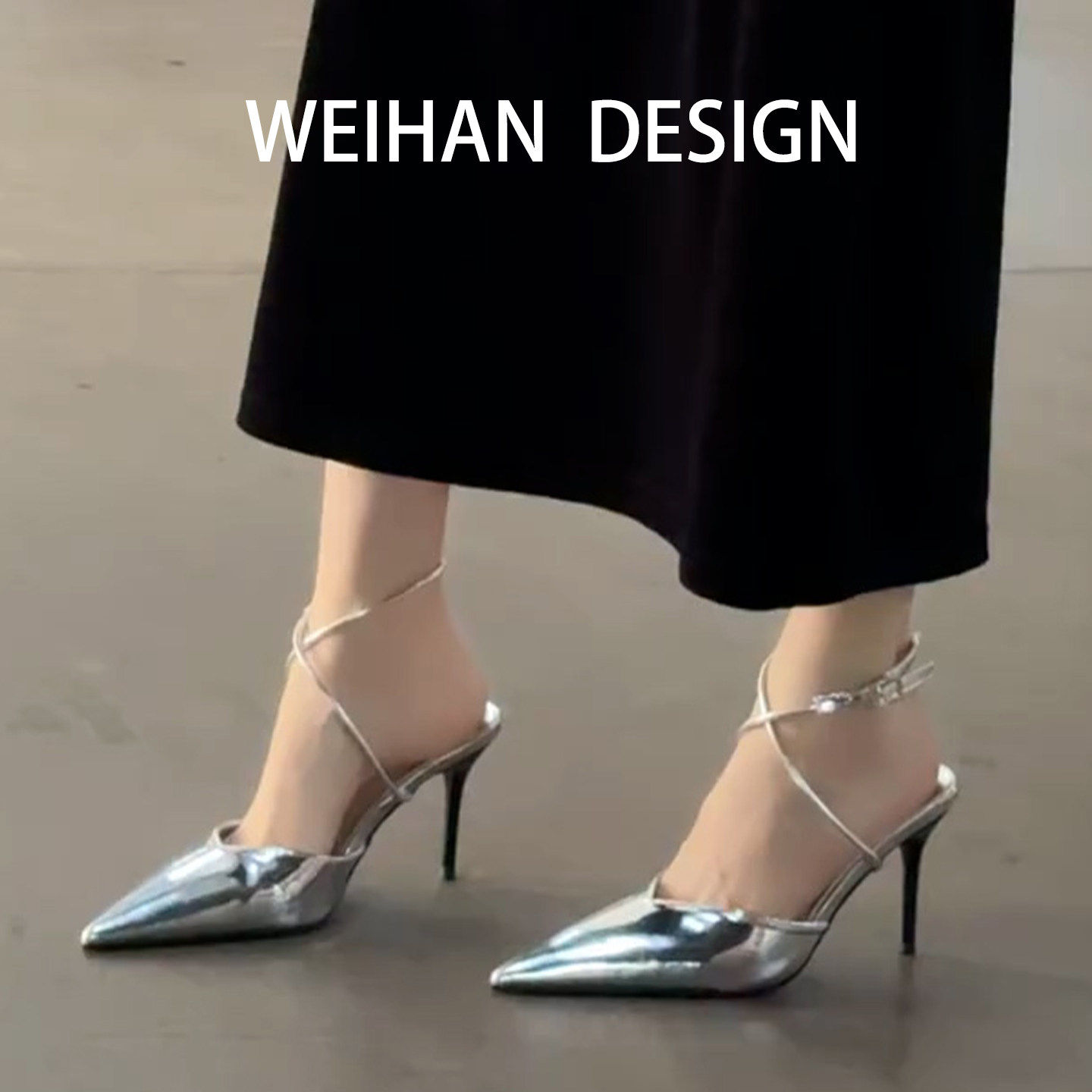 羊皮版！法式气质交叉绑带高跟鞋女尖头真皮单鞋绝美细跟包头凉鞋