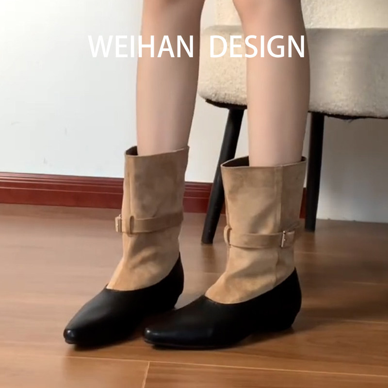 羊皮版!美拉德拼色坡跟