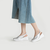 WONDERS西班牙原产进口超轻坡跟舒适休闲圆头后空女凉鞋