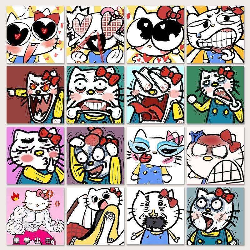 70张爆改表情包手账贴纸搞怪卡通笔记本装饰贴画