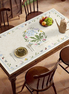 田园风花卉桌垫pvc餐桌茶几垫方形防水防油耐高温书桌垫桌布盖巾