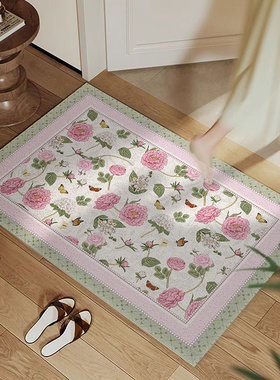 田园花卉入户门丝圈地垫可剪裁PVC除尘蹭土脚垫高颜值大门口门垫