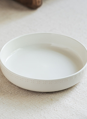 YE HOME 极简风菜碗家用白色餐具餐碗浮雕大碗汤碗沙拉碗陶瓷碗