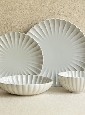 YE HOME 简约风陶瓷白色盘子家用餐具创意菜盘高级感西餐餐盘微瑕