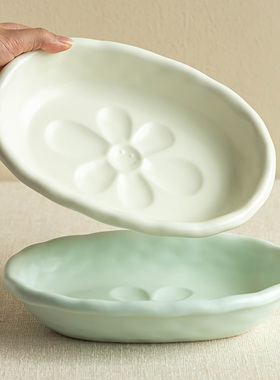 YE HOME【璎珞系列~超美】9英寸奶油风家用菜盘甜品盘陶瓷深盘子