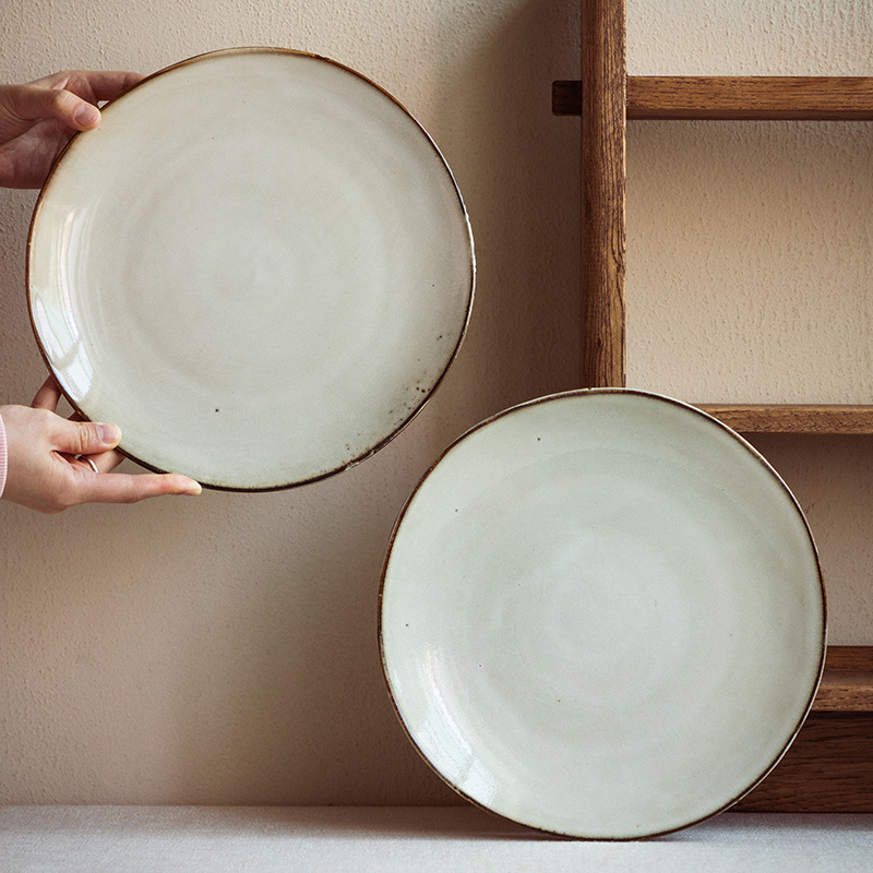 陶瓷圆形简约复古风大号盘子
