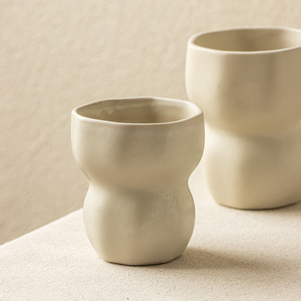 YE HOME 设计师款纯色无把杯子陶瓷水杯茶杯造型独特葫芦杯牛奶杯