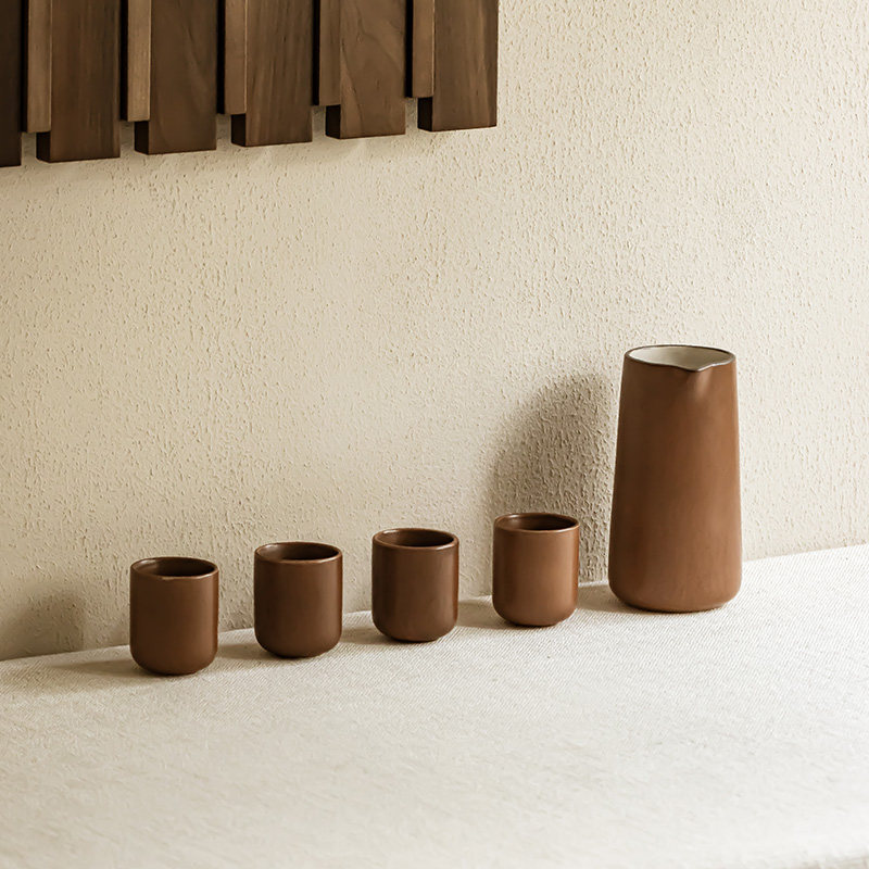 YE HOME 复古风陶瓷酒壶套件家用一壶四杯分酒壶清酒壶白酒壶酒杯