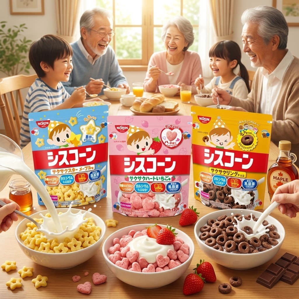 日本进口日清Nissin玉米脆片草莓枫糖巧克力味早餐酸奶牛奶冲泡