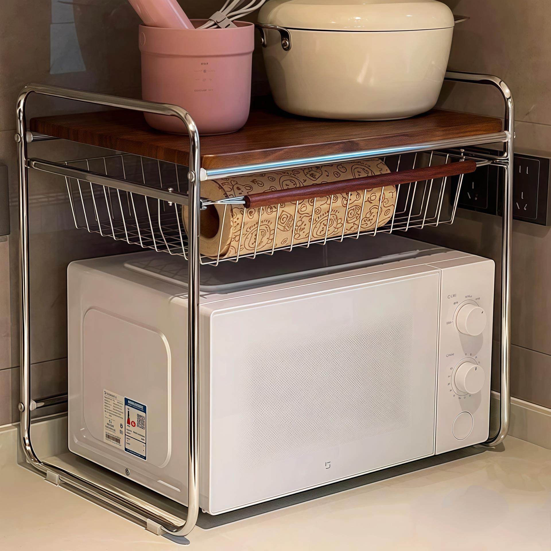 加大款微波炉置物架多层拉篮款家用厨房收纳置物架桌面收纳架金属,厨房/烹饪用具,微波炉置物架,淘宝优惠券,粉丝福利购,淘宝优惠卷