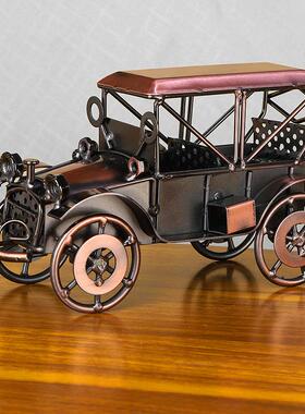 复古怀旧老爷车模型创意桌面客厅酒柜电视柜摆件装饰品工艺品铁艺
