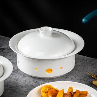 陶瓷保温陶瓷盘圆形明炉 酒店中餐装肉暖炉湘菜小炒肉酱大骨保温