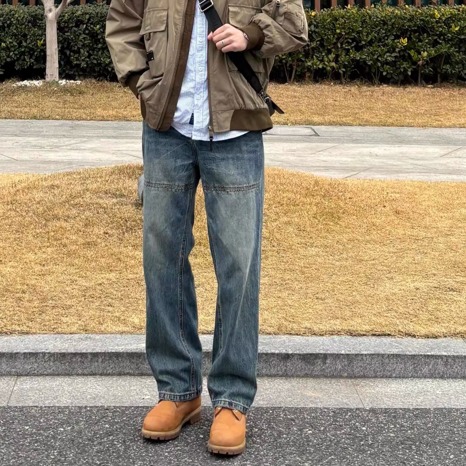 美式复古街头vibe水洗牛仔裤