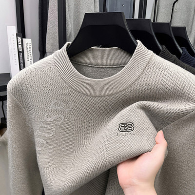 高端冬季羊毛衫男士中年商务打底针织衫圆领时尚加厚保暖毛衣