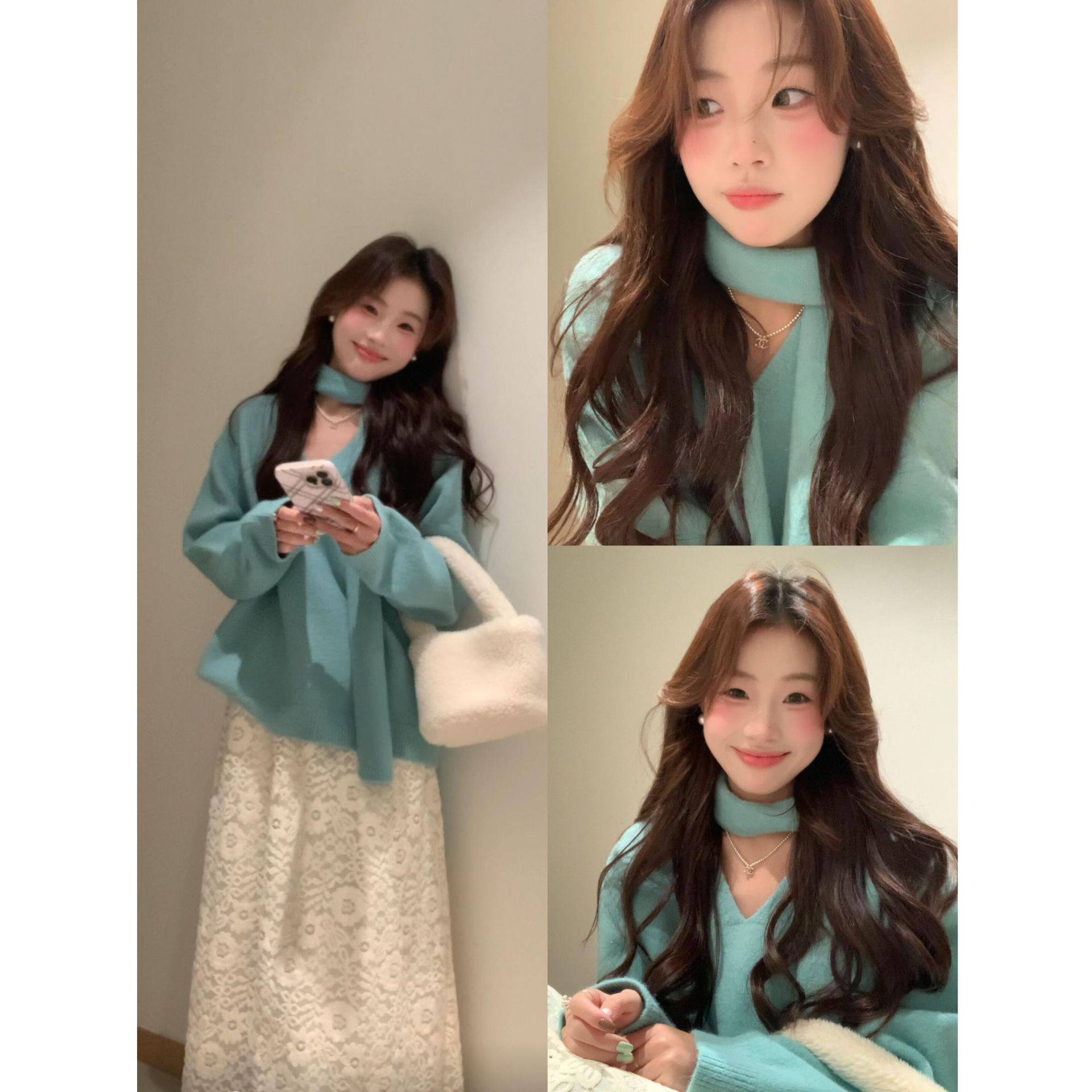 法式气质慵懒软糯针织毛衫女秋冬新款温柔风半身裙套装