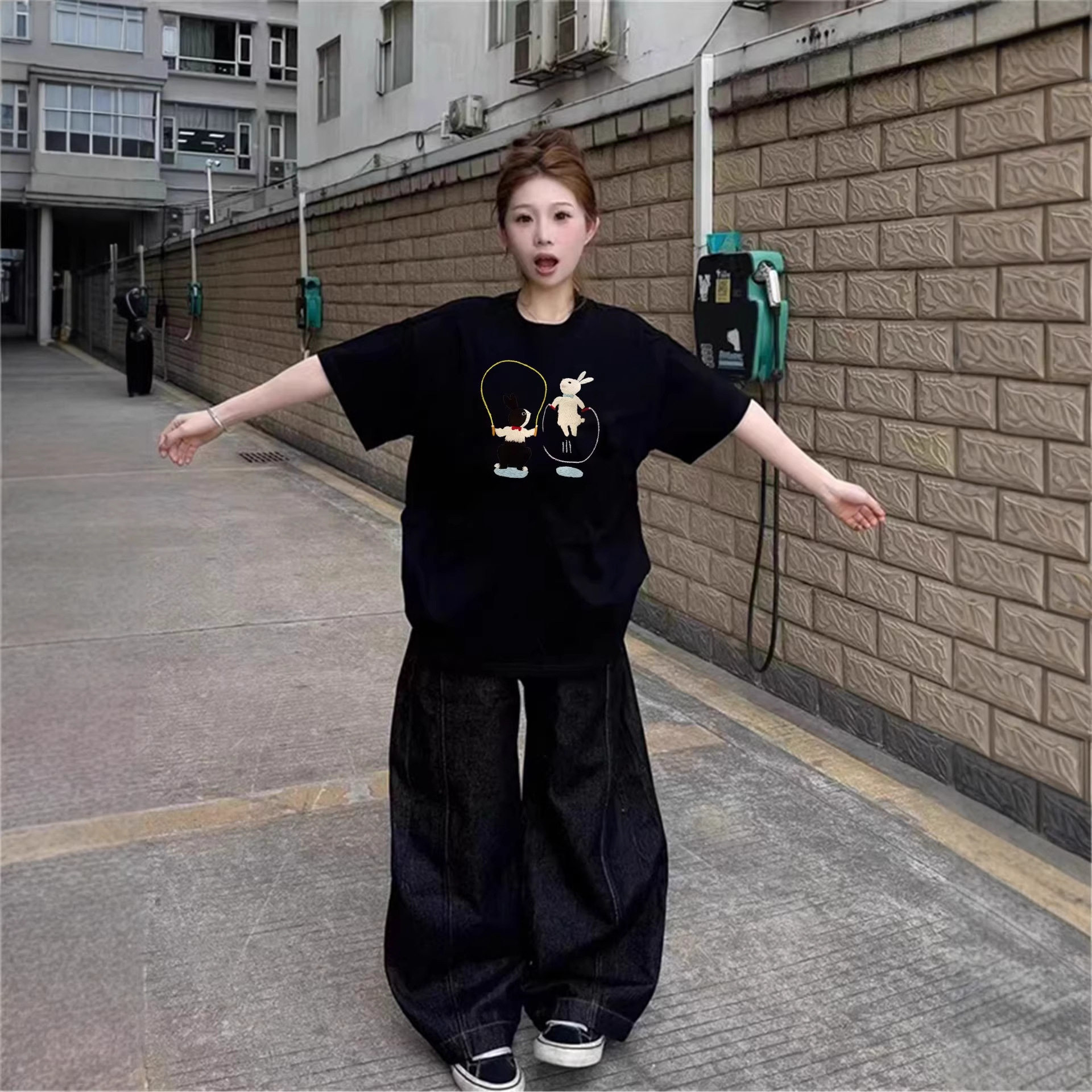 黑色纯棉短袖t恤女2026新款爆款夏季正肩设计感美式宽松半袖上衣