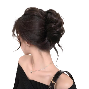 丸子头假发发圈千金花苞头抓夹盘发发髻仿真发新中式高颅顶假发包