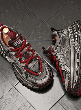 男鞋子低帮轮胎底休闲鞋做旧老爹鞋ins秋冬新品运动鞋潮男网红鞋