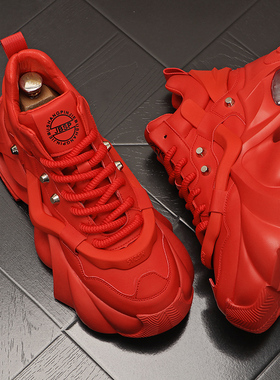 爆款超火洋气红色老爹鞋增高机甲风韩版运动休闲鞋ins潮流男鞋子