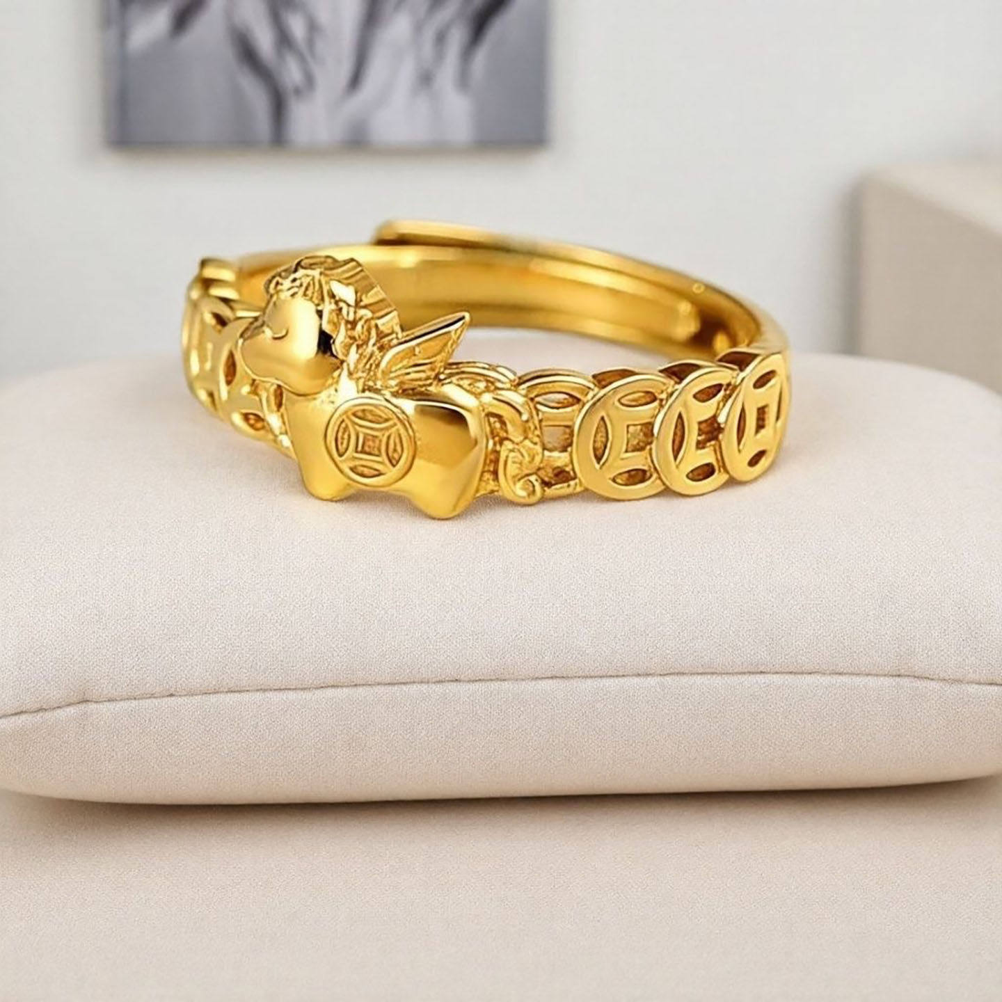 富纳锐马上有钱戒指2026新款本命年招财运指环小众开口可调节戒指,饰品/流行首饰/时尚饰品新,银饰戒指,淘宝优惠券,粉丝福利购,淘宝优惠卷